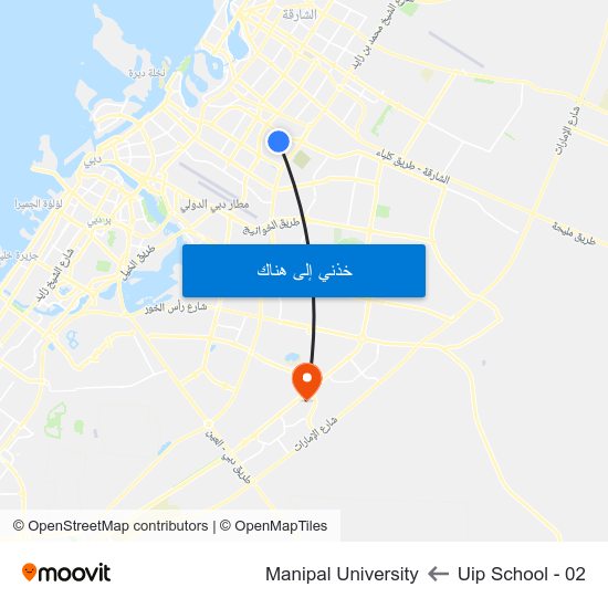 Uip School - 02 to Manipal University map