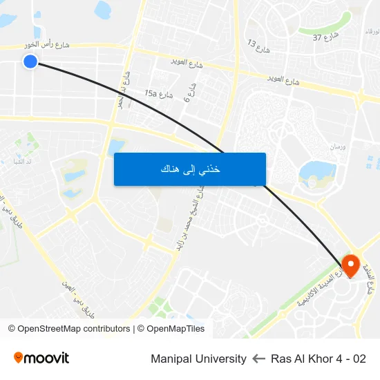 Ras Al Khor 4 - 02 to Manipal University map