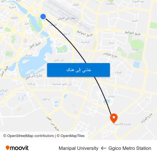 Ggico Metro Station to Manipal University map