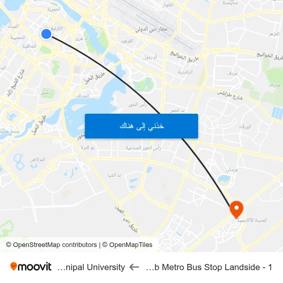 Adcb Metro Bus Stop Landside - 1 to Manipal University map