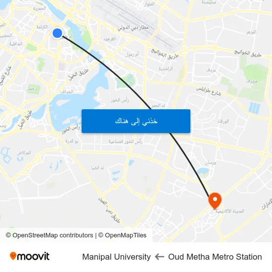 Oud Metha Metro Station to Manipal University map