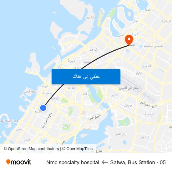 Satwa, Bus Station - 05 to Nmc specialty hospital map