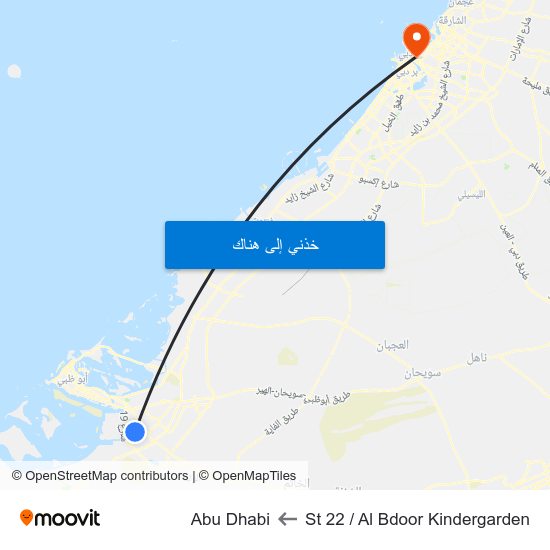 St 22 / Al Bdoor Kindergarden to Abu Dhabi map