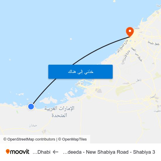 Al Mirfa Al Jadeeda - New Shabiya Road -  Shabiya 3 to Abu Dhabi map