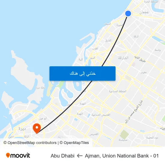 Ajman, Union National Bank - 01 to Abu Dhabi map