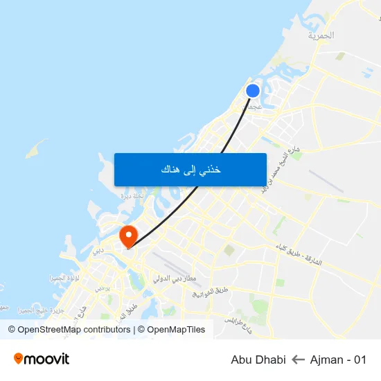 Ajman - 01 to Abu Dhabi map