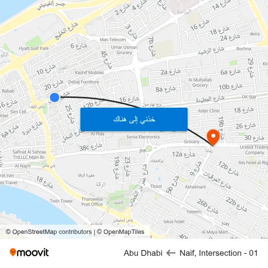Naif, Intersection - 01 to Abu Dhabi map