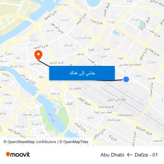 Dafza - 01 to Abu Dhabi map