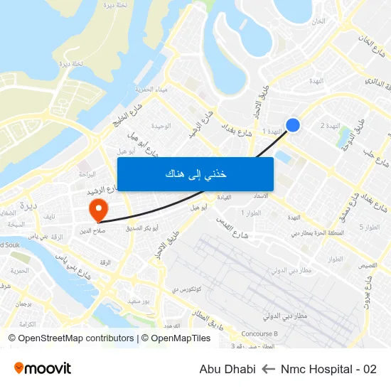 Nmc Hospital - 02 to Abu Dhabi map