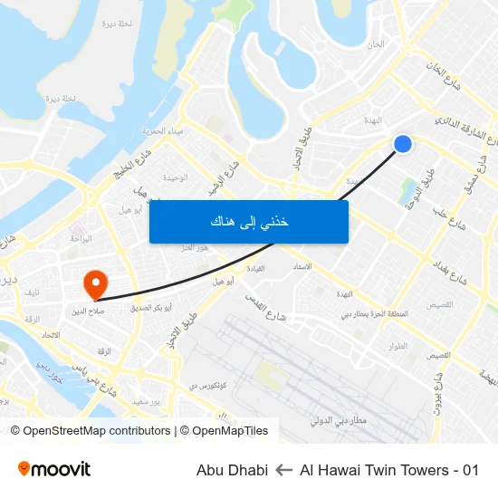 Al Hawai Twin Towers - 01 to Abu Dhabi map