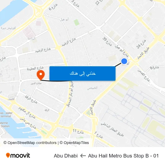 Abu Hail Metro Bus Stop B - 01 to Abu Dhabi map