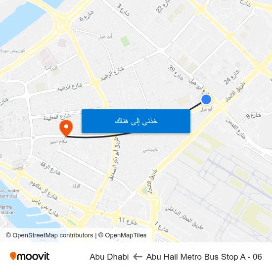 Abu Hail Metro Bus Stop A - 06 to Abu Dhabi map