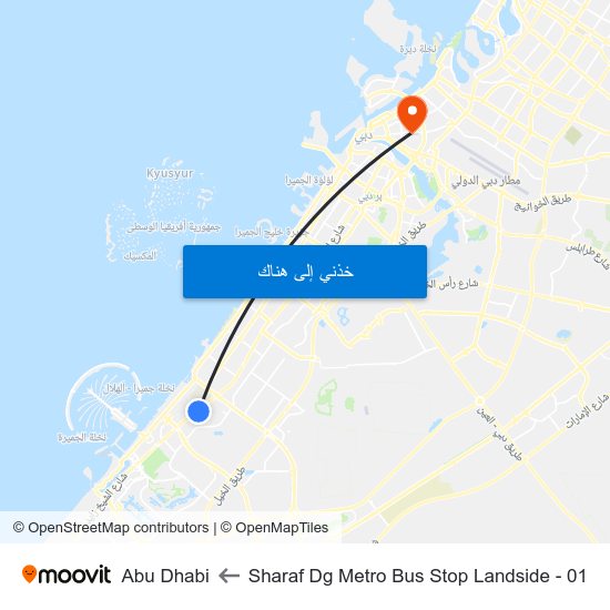 Sharaf Dg Metro Bus Stop Landside - 01 to Abu Dhabi map