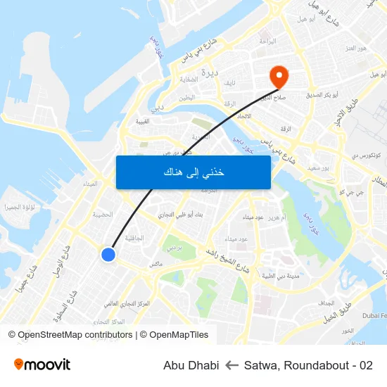 Satwa, Roundabout - 02 to Abu Dhabi map