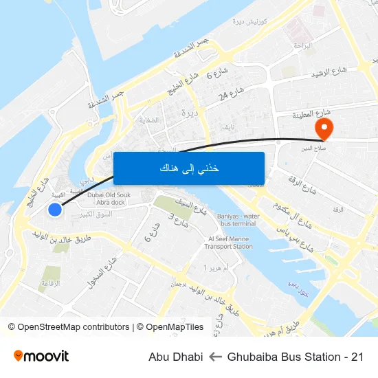 Ghubaiba Bus Station - 21 to Abu Dhabi map