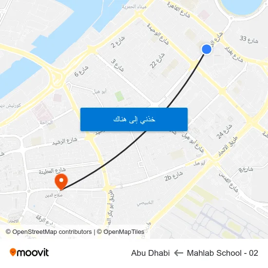 Mahlab School - 02 to Abu Dhabi map