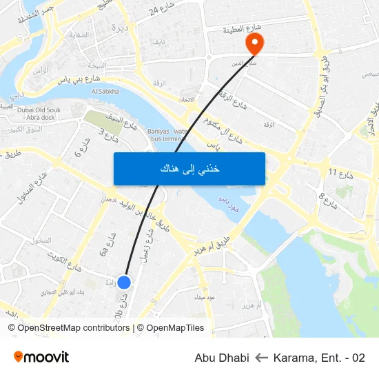 Karama, Ent. - 02 to Abu Dhabi map