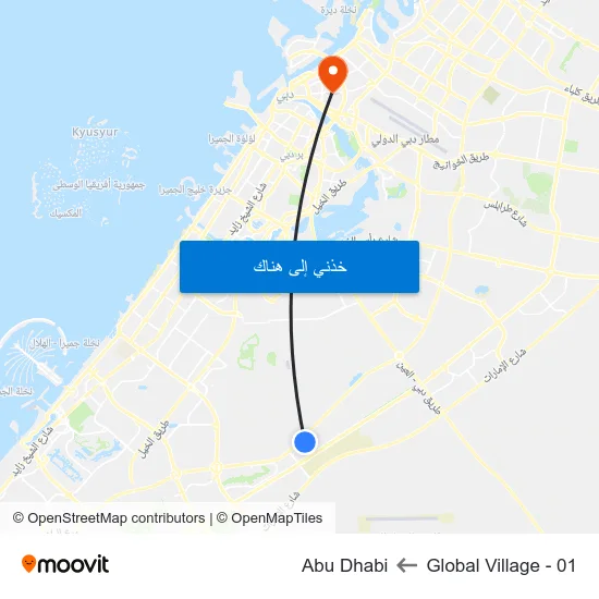 Global Village - 01 to Abu Dhabi map