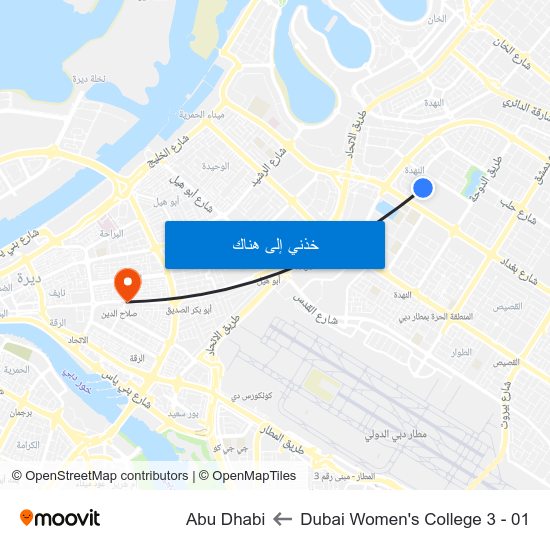 Dubai Women's College 3 - 01 to Abu Dhabi map