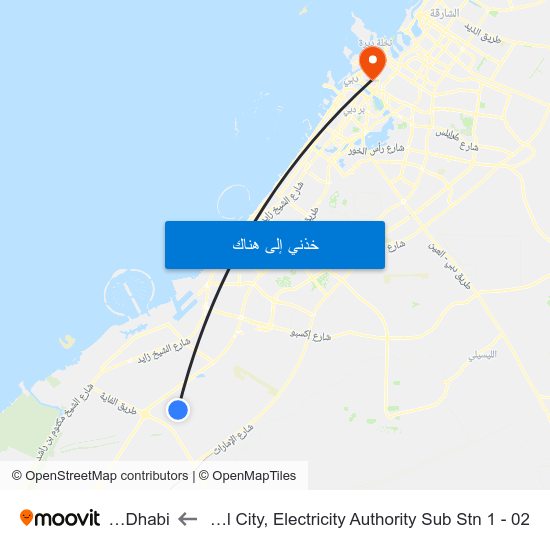 Dubai Industrial City, Electricity Authority Sub Stn 1 - 02 to Abu Dhabi map