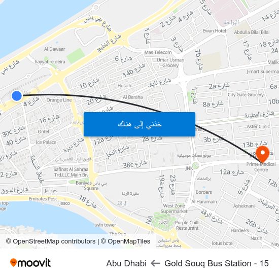 Gold Souq Bus Station - 15 to Abu Dhabi map