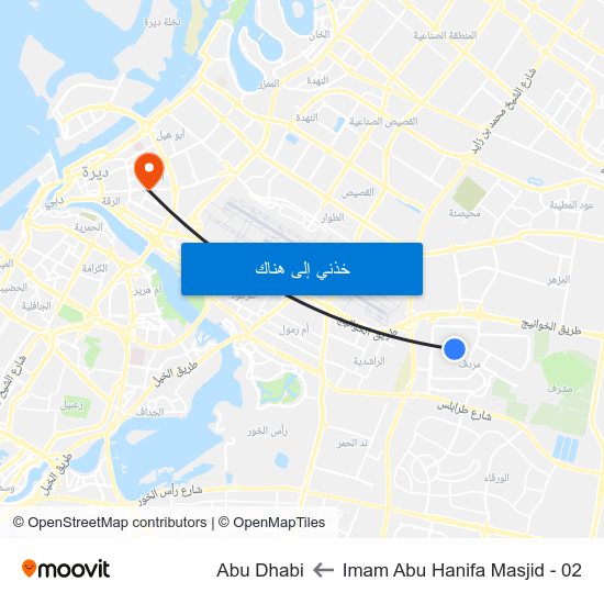 Imam Abu Hanifa Masjid - 02 to Abu Dhabi map