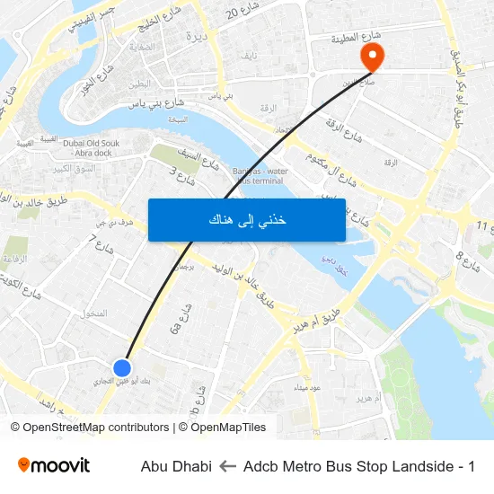 Adcb Metro Bus Stop Landside - 1 to Abu Dhabi map