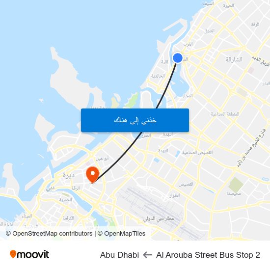 Al Arouba Street Bus Stop 2 to Abu Dhabi map