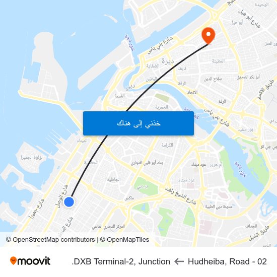 Hudheiba, Road - 02 to DXB Terminal-2, Junction. map