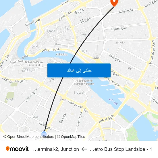 Adcb Metro Bus Stop Landside - 1 to DXB Terminal-2, Junction. map