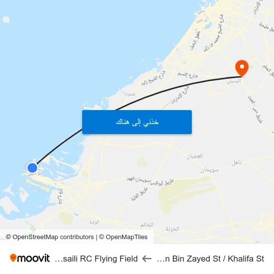 Sultan Bin Zayed St / Khalifa St to Al Lisaili RC Flying Field map