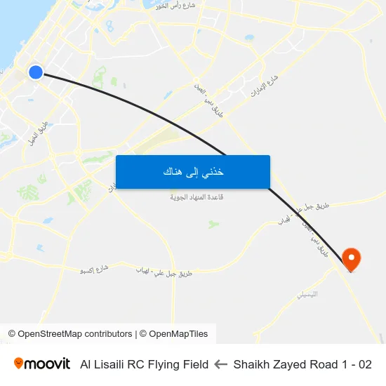 Shaikh Zayed  Road 1 - 02 to Al Lisaili RC Flying Field map