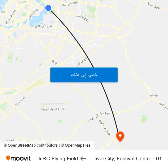 Dubai Festival City, Festival Centre - 01 to Al Lisaili RC Flying Field map