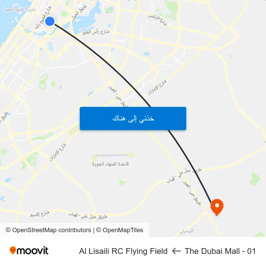 The Dubai Mall - 01 to Al Lisaili RC Flying Field map