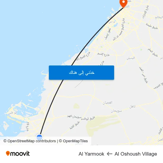 Al Oshoush Village to Al Yarmook map