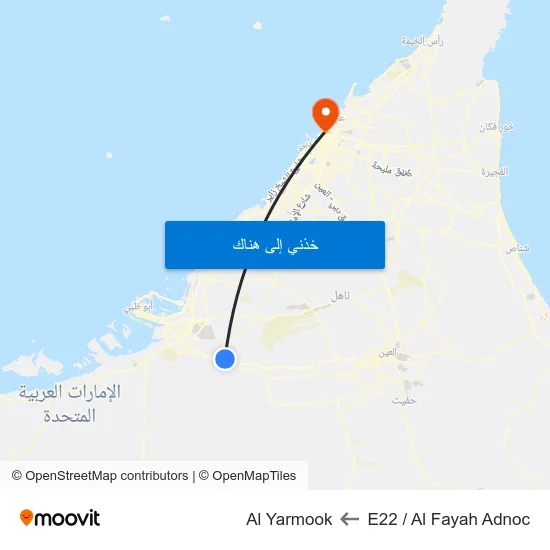 E22 / Al Fayah Adnoc to Al Yarmook map