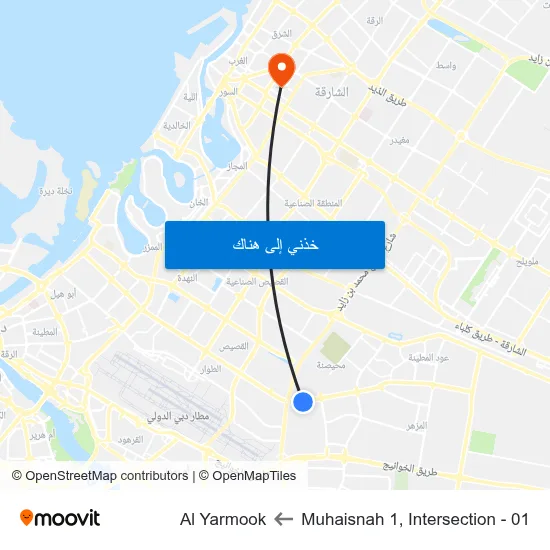 Muhaisnah 1, Intersection - 01 to Al Yarmook map