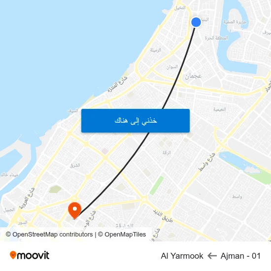 Ajman - 01 to Al Yarmook map