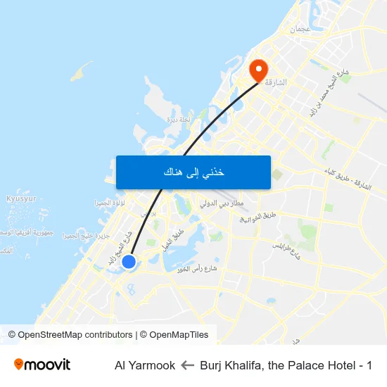 Burj Khalifa, the Palace Hotel - 1 to Al Yarmook map