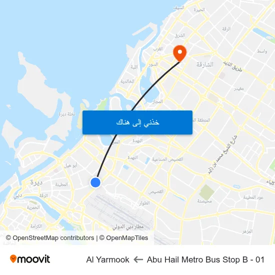 Abu Hail Metro Bus Stop B - 01 to Al Yarmook map