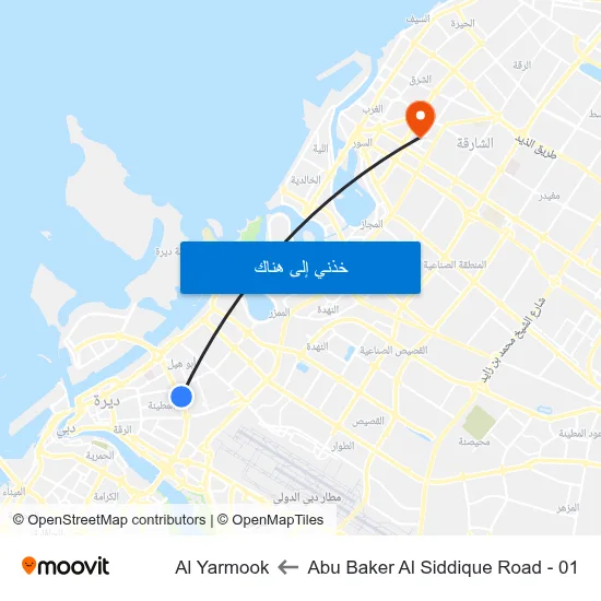 Abu Baker Al Siddique Road - 01 to Al Yarmook map