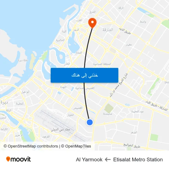 Etisalat Metro Station to Al Yarmook map
