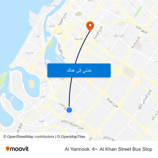 Al Khan Street Bus Stop to Al Yarmook map
