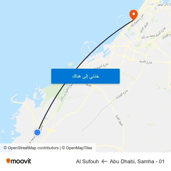 Abu Dhabi, Samha - 01 to Al Sufouh map