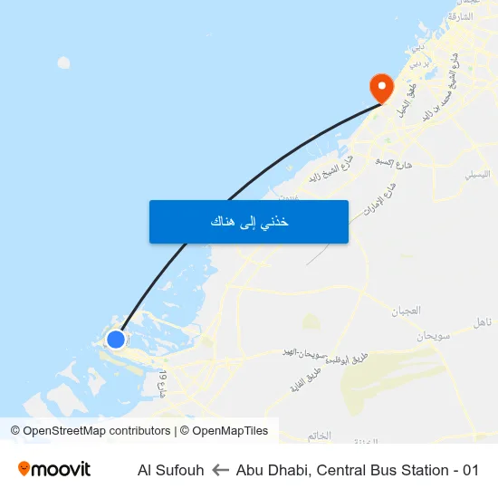 Abu Dhabi, Central Bus Station - 01 to Al Sufouh map