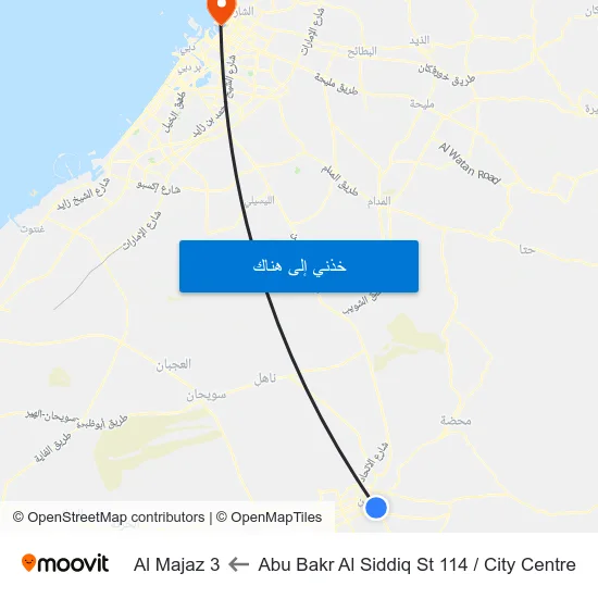 Abu Bakr Al Siddiq St 114 / City Centre to Al Majaz 3 map