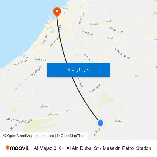Al Ain Dubai St   / Masakin Petrol Station to Al Majaz 3 map