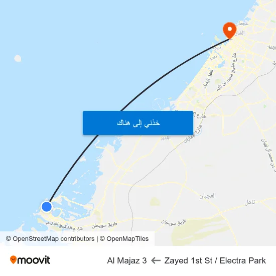 Zayed 1st St / Electra Park to Al Majaz 3 map