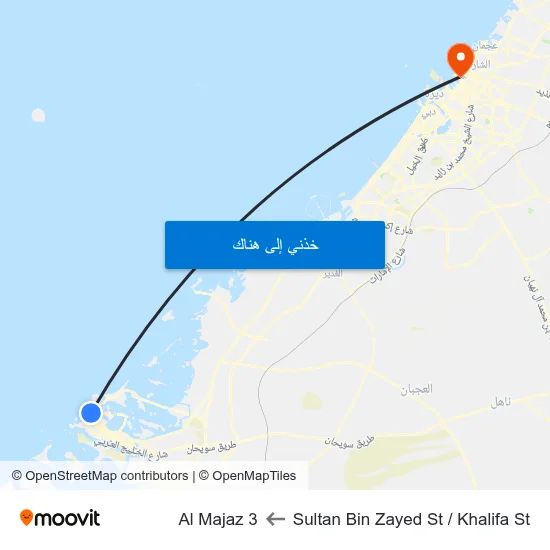 Sultan Bin Zayed St / Khalifa St to Al Majaz 3 map
