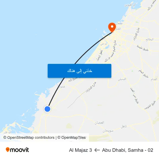 Abu Dhabi, Samha - 02 to Al Majaz 3 map